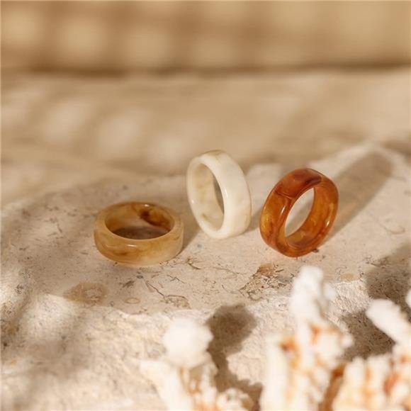 Colorful Resin Rings Set for Women and Girls | Bulk Statement Rings | Giftable - Picture 4 of 6